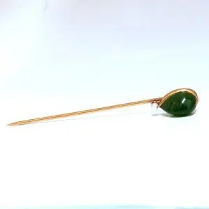 Natural American Green Jade Hat stick Pin scarf 14kt gold Natural American Green Jade Hat stick Pin scarf 14kt gold  main image 4